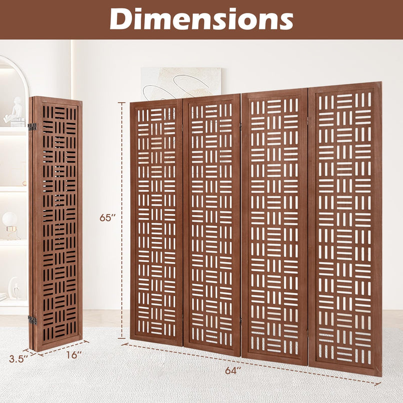 Giantex Room Divider - Folding Room Dividers with Carved Cutout Pattern & Solid Wood Frame