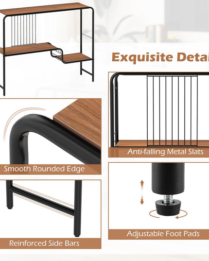 Giantex 2-Tier Console Table, 35.5" Narrow Entryway Table w/Irregular Storage Shelves & Metal Frame