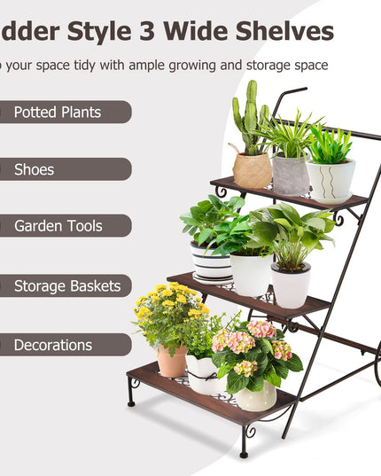Giantex 3-Tier Metal Flower Cart