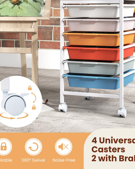 Giantex Rolling Storage Cart with 6 Drawers Utility Cart（22.5"H）