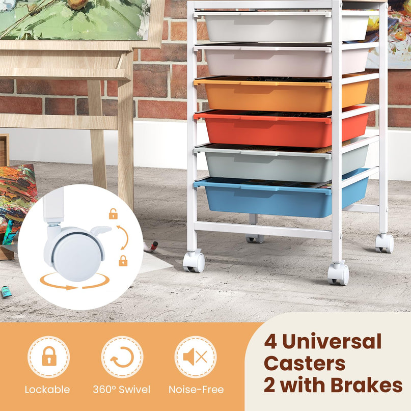Giantex Rolling Storage Cart with 6 Drawers Utility Cart（22.5"H）