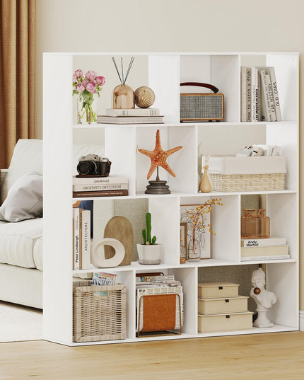 Giantex 4-Tier Modern Bookshelf with 12 Storage Compartments & 2 Anti-Tip Kits