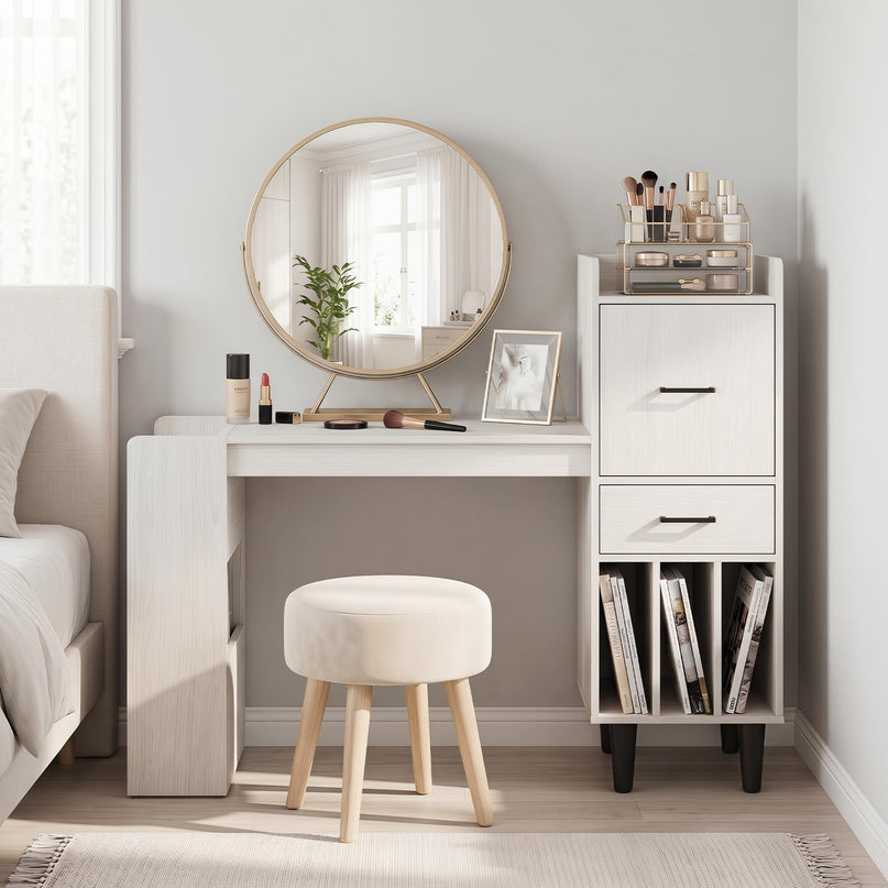 Giantex 59" Modern Computer Desk with Side Storage Shelves