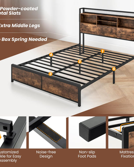 Giantex Bed Frame with Storage Headboard