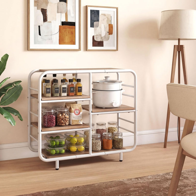 Giantex Book Shelf Storage Organizer with Metal Frame