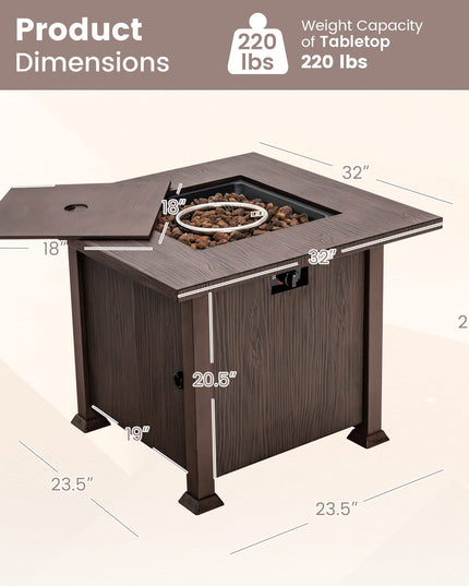 Giantex Gas Fire Pits for Outside - 32” Patio Fire Table