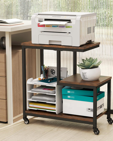 Giantex 3 Tier Side Table with Wheels for Living Room Bedroom Office