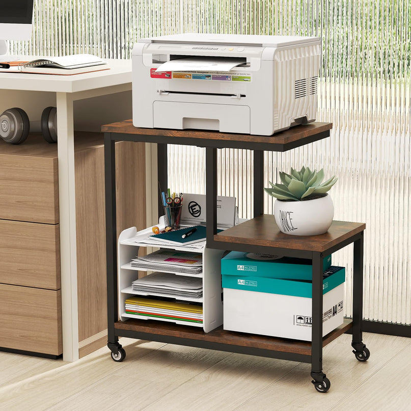 Giantex 3 Tier Side Table with Wheels for Living Room Bedroom Office