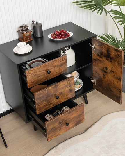 Giantex Storage Cabinet with 3 Drawers - Wood Buffet Sideboard W/Adjustable Shelf