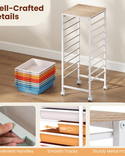 Giantex Rolling Storage Cart with 10 Drawers（33.5"H）