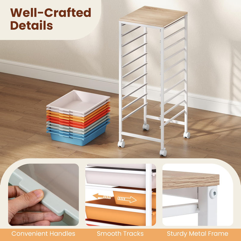 Giantex Rolling Storage Cart with 10 Drawers（33.5"H）