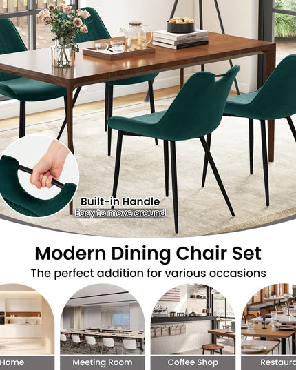 Giantex Dining Chair Set of 4 with Metal Legs for Living Room