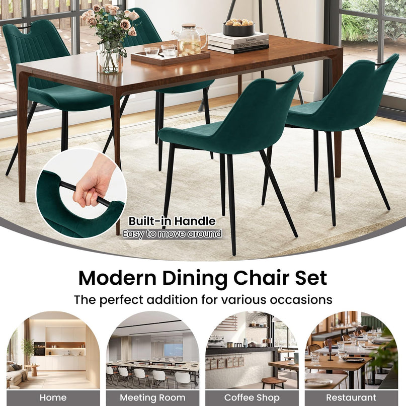 Giantex Dining Chair Set of 4 with Metal Legs for Living Room