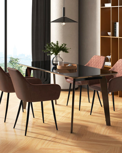 Giantex Mid Century Modern Dining Chairs Set of 2/4, Upholstered Accent Chairs w/Curved Backrest, Wide Seat & Armrests