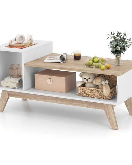 Giantex 2 Tier Coffee Table with Storage for Small Space Apartment