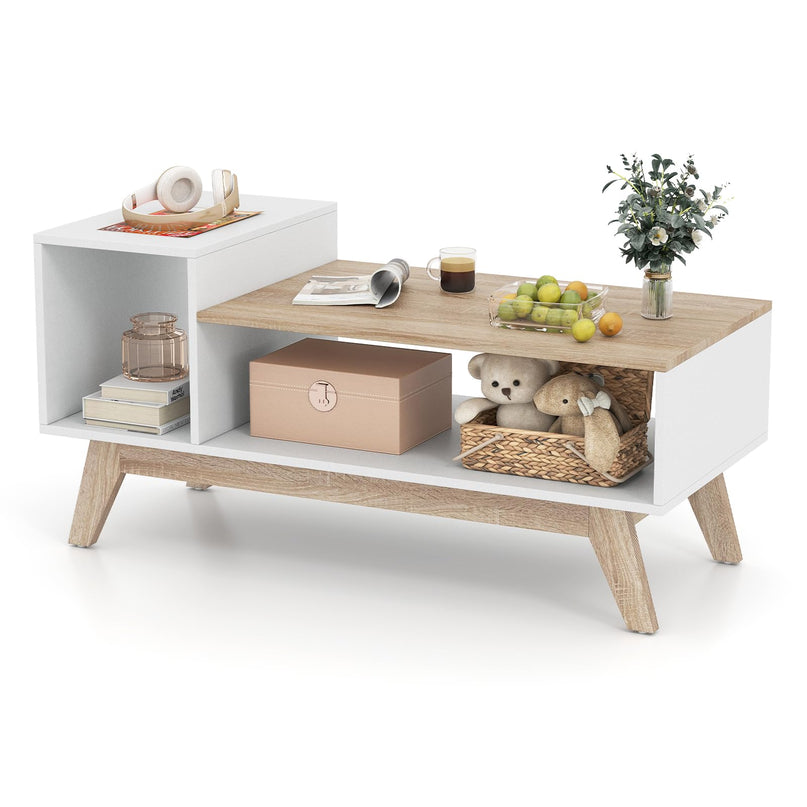 Giantex 2 Tier Coffee Table with Storage for Small Space Apartment