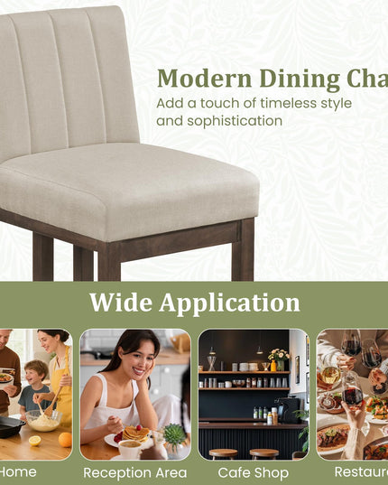 Giantex Farmhouse Fabric Upholstered Kitchen Chairs with 5.5" Thickened Padded Seat