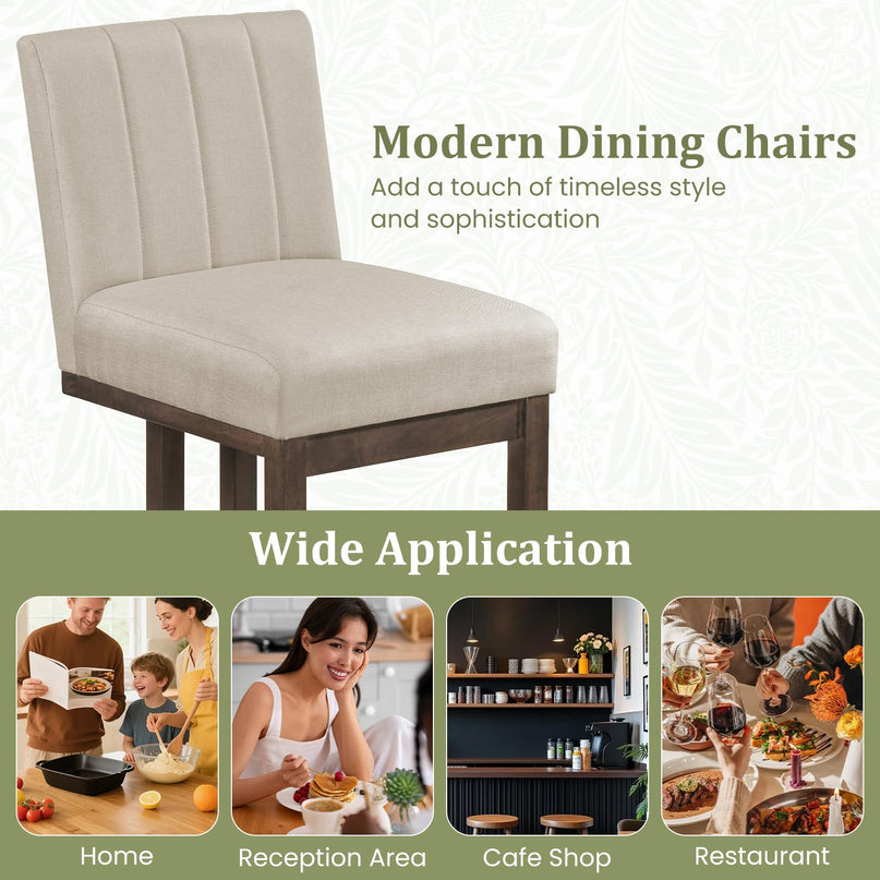 Giantex Farmhouse Fabric Upholstered Kitchen Chairs with 5.5" Thickened Padded Seat