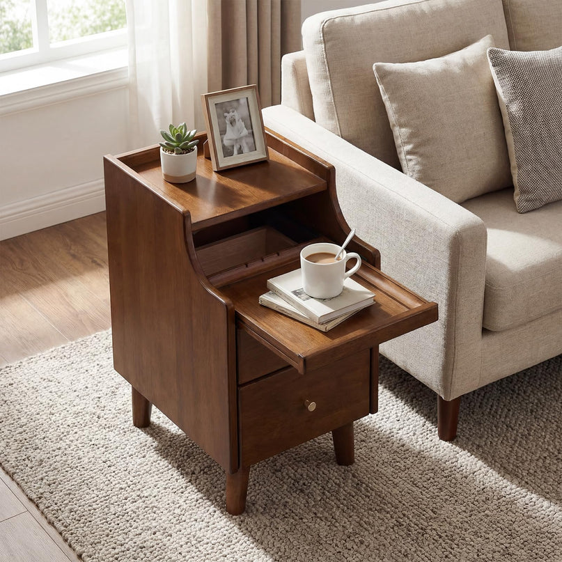 Giantex Narrow Night Stand Set 2 with Drawers(12”W x 16”D x 20”H)