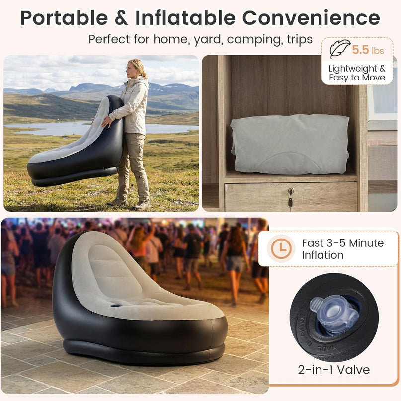 Fauteuil gonflable Giantex avec pouf pour adultes