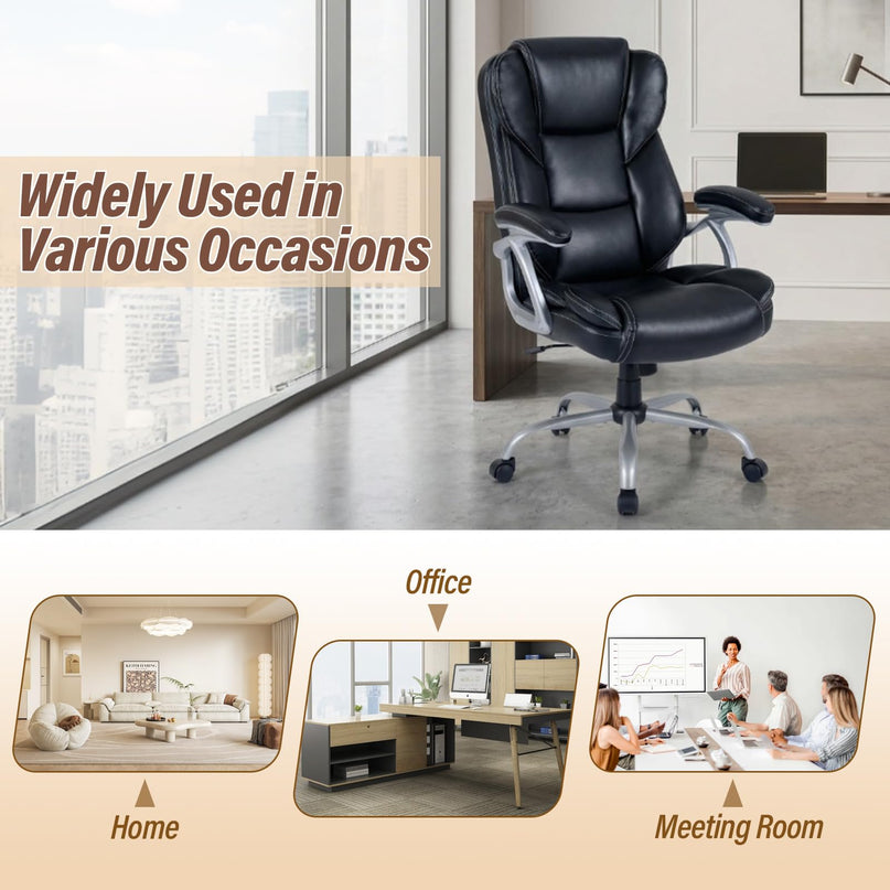 Giantex Executive Office Chair Leather Ergonomic Computer Desk Chair