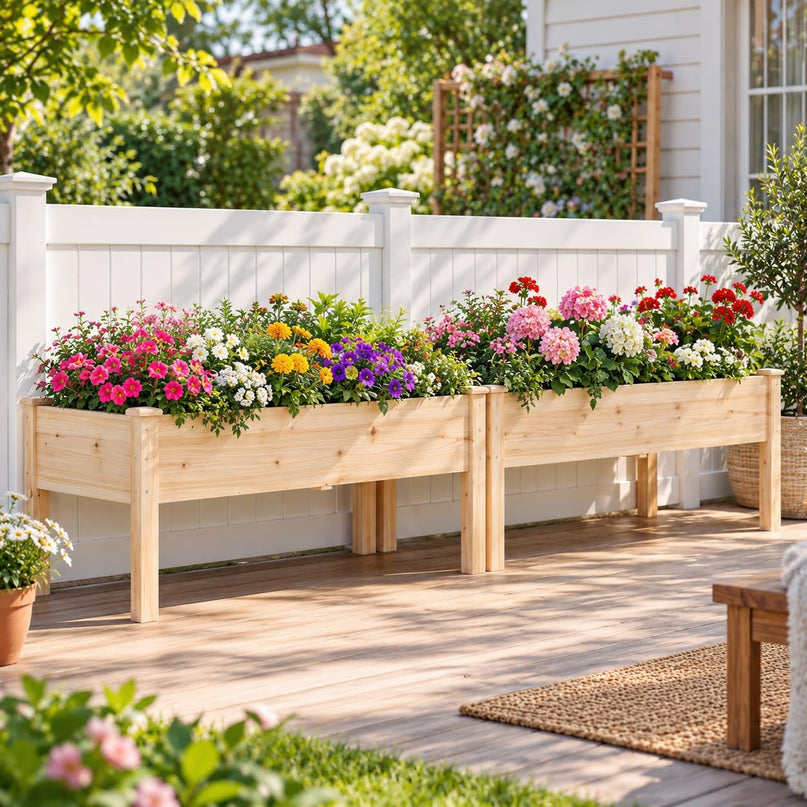 GIANTEX 48" Raised Garden Bed with Drainage Holes & Slotted Corner Posts (1/2)