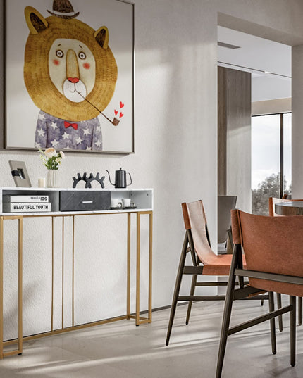 Giantex Console Table with Drawer - Sofa Side Table with Anti-Toppling Device & Adjustable Foot Pads