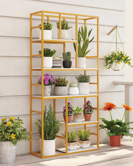 Giantex 5-Tier Bookshelf | 71" Freestanding Golden Bookcase with Open Storage Shelves