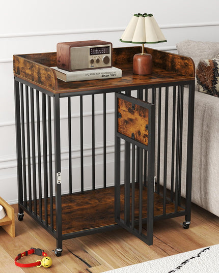 Meuble de cage pour chien Giantex avec porte verrouillable et roulettes (70x51x84 cm)