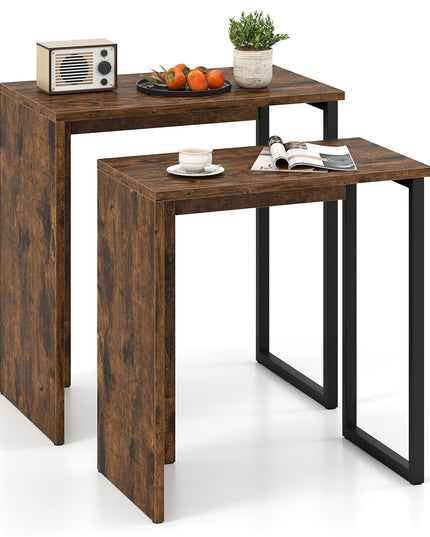 Giantex Nesting Coffee Table Set of 2 with Sturdy Metal Frames