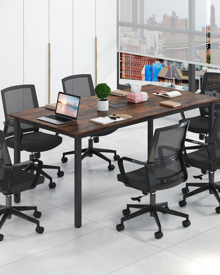 Giantex Modern 71" L x 35.5" W Large Meeting Table with Metal Frames for 8-10 People