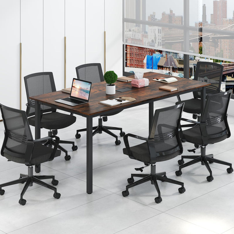 Giantex Modern 71" L x 35.5" W Large Meeting Table with Metal Frames for 8-10 People