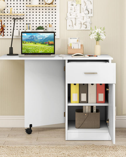 Giantex Folding Computer Desk with Drawer for Small Spaces