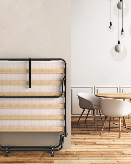 Giantex Folding Bed with Mattress for Adults, 75" x 32" Rollaway Guest Beds w/ 3 Inch Foam Mattress & Sturdy Metal Frame