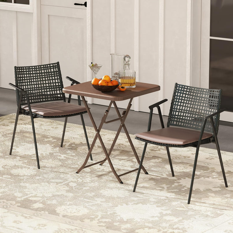 Giantex 23.5" Square Folding Table, HDPE Foldable Patio Bistro Table for 2-4, Indoor Outdoor Use
