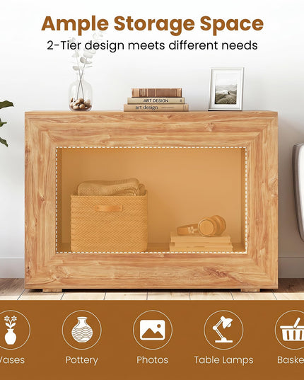 GIANTEX 47" Farmhouse Wooden Console Table with Open Storage Shelf