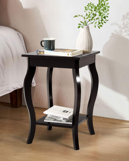 16" End Table W/Storage & Shelf Curved Legs Home Furniture for Living Room