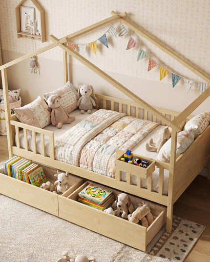 Lit de maison complet Giantex avec tiroirs pour enfants garçons filles