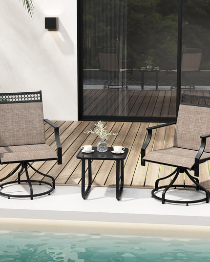 Giantex Swivel Outdoor Chairs, Patio Dining Chairs, Round Steel Base