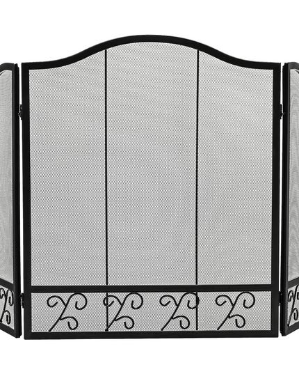 Giantex 3-Panel Folding Fireplace Screen Black - 50 x 31 Inch No Assembly Required Decorative Freestanding Steel Mesh Fire Screen