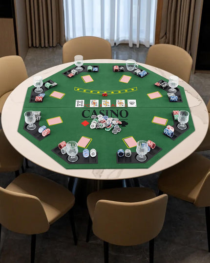 Giantex 48" Poker Table Top, 8 Player Foldable Texas Holdem Poker Mat Layout w/Carrying Bag