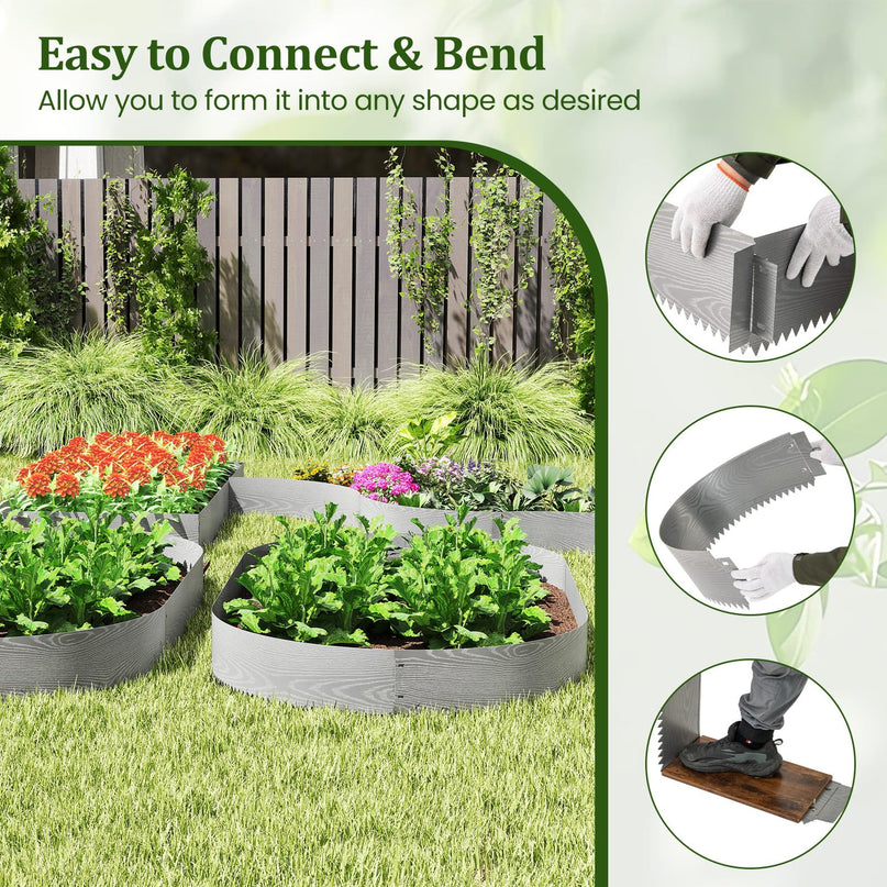 Giantex 6 Pack Galvanized Steel Landscape Edging No Dig Hammer-in Strips with Gloves