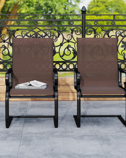 Giantex Patio Dining Chairs Set of 2/4, High Back Outdoor Patio Chairs with Metal C Spring Frame