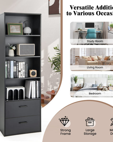 74" Tall 4-Tier Bookcase - Giantex