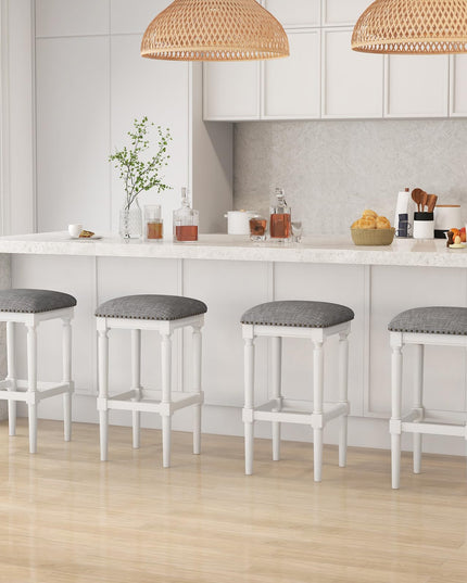 Giantex Bar Stools Set of 2, 3-Height Adjustable 19"/27"/31" Wood Barstools with Padded Seat