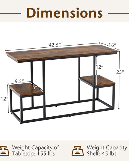 Giantex TV Stand for 50-Inches TVs - Industrial Sofa Table with Open Storage Shelves, 2-Tier Display Rack