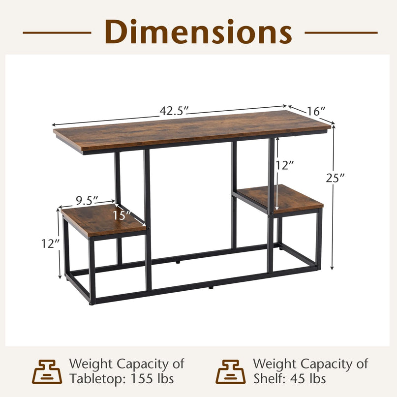 Giantex TV Stand for 50-Inches TVs - Industrial Sofa Table with Open Storage Shelves, 2-Tier Display Rack