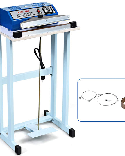 110V 12" Foot Pedal Impulse Sealer with Cutter, Heat Seal Closer Plastic Bag Sealing Machine