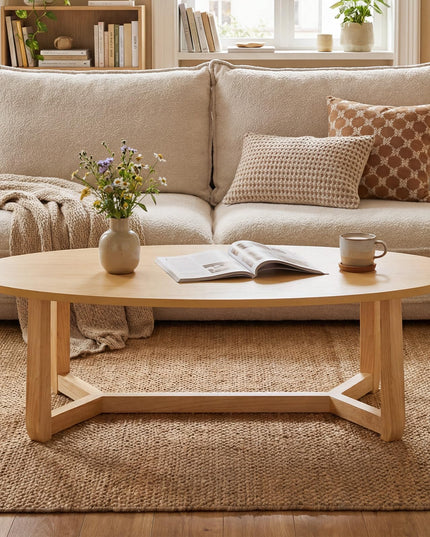 Giantex Table Basse Ovale 117 cm Table d'appoint en Bois