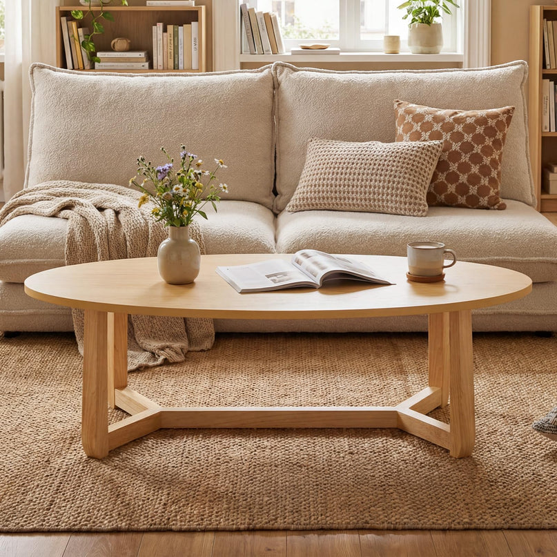 Giantex Table Basse Ovale 117 cm Table d'appoint en Bois